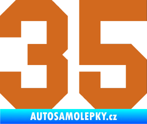 Samolepka Startovní číslo 35 oříšková