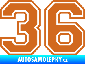 Samolepka Startovní číslo 36 typ 4 oříšková