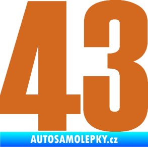 Samolepka Startovní číslo 43 typ 2    oříšková