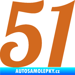 Samolepka Startovní číslo 51 typ 3 oříšková