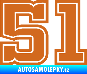 Samolepka Startovní číslo 51 typ 5 oříšková