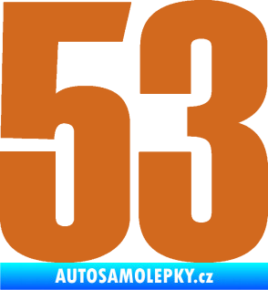 Samolepka Startovní číslo 53 typ 2  oříšková