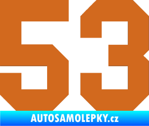 Samolepka Startovní číslo 53 oříšková