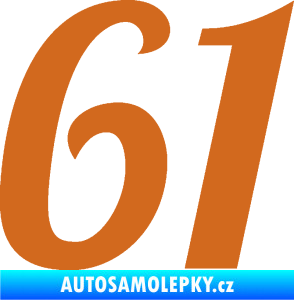 Samolepka Startovní číslo 61 typ 3 oříšková