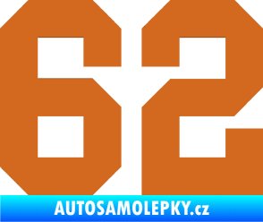 Samolepka Startovní číslo 62 oříšková