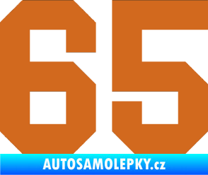 Samolepka Startovní číslo 65 oříšková