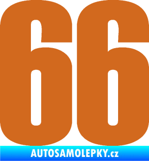 Samolepka Startovní číslo 66 typ 2     oříšková