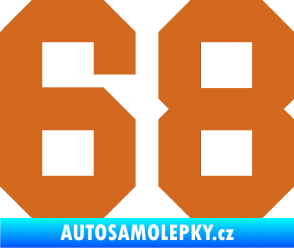 Samolepka Startovní číslo 68 oříšková