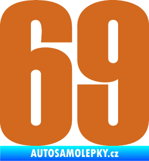 Samolepka Startovní číslo 69 typ 2        oříšková