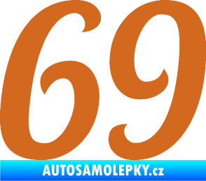 Samolepka Startovní číslo 69 typ 3 oříšková
