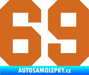 Samolepka Startovní číslo 69 oříšková
