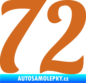 Samolepka Startovní číslo 72 typ 3   oříšková