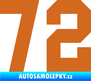 Samolepka Startovní číslo 72 oříšková