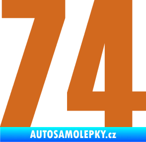 Samolepka Startovní číslo 74 typ 2     oříšková