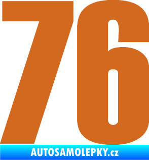 Samolepka Startovní číslo 76 typ 2       oříšková