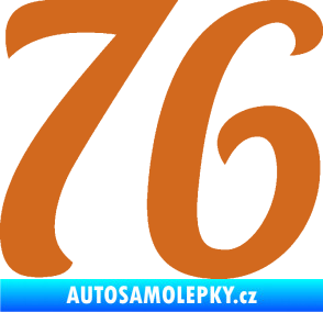 Samolepka Startovní číslo 76 typ 3   oříšková