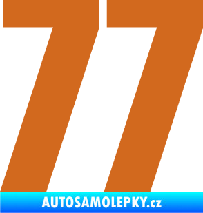 Samolepka Startovní číslo 77 typ 2        oříšková