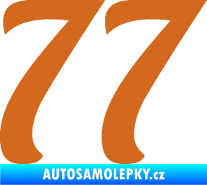Samolepka Startovní číslo 77 typ 3   oříšková