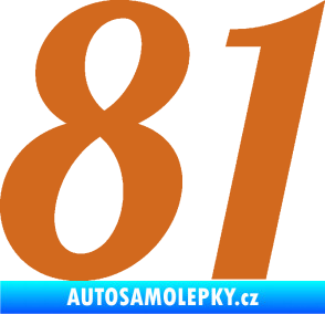 Samolepka Startovní číslo 81 typ 3   oříšková