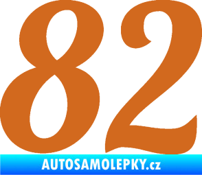 Samolepka Startovní číslo 82 typ 3   oříšková