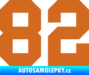Samolepka Startovní číslo 82 oříšková