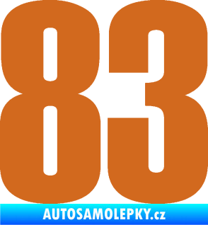 Samolepka Startovní číslo 83 typ 2   oříšková