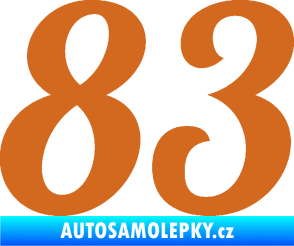 Samolepka Startovní číslo 83 typ 3   oříšková