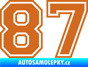 Samolepka Startovní číslo 87 typ 4 oříšková