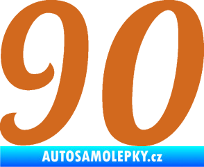 Samolepka Startovní číslo 90 typ 3   oříšková