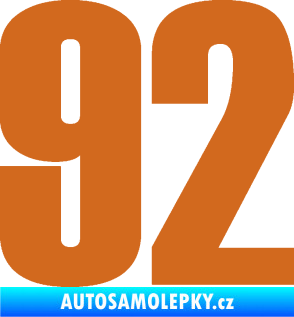 Samolepka Startovní číslo 92 typ 2  oříšková