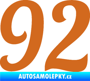 Samolepka Startovní číslo 92 typ 3   oříšková