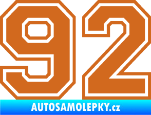 Samolepka Startovní číslo 92 typ 4 oříšková