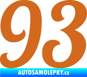 Samolepka Startovní číslo 93 typ 3   oříšková