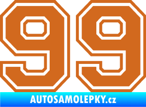 Samolepka Startovní číslo 99 typ 4 oříšková