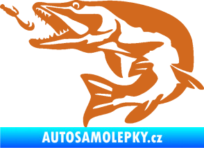 Samolepka Štika 005 levá s návnadou oříšková