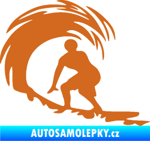 Samolepka Surfař 005 levá velké vlny oříšková