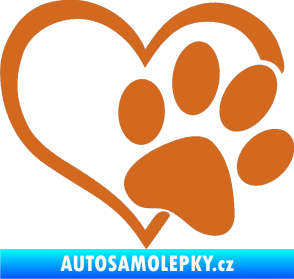 Samolepka Tlapka love pravá oříšková