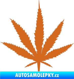 Samolepka Travka 001 lístek marihuany oříšková