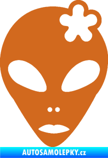 Samolepka UFO 009 slečna s kytičkou pravá oříšková