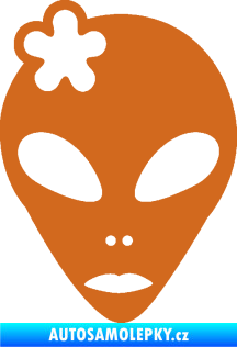Samolepka UFO 009 slečna s kytičkou levá oříšková