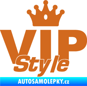 Samolepka VIP styl nápis s korunkou oříšková