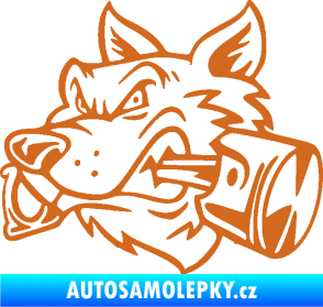 Samolepka Vlk 032 levá moto s pístem oříšková