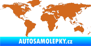 Samolepka World mapa světa oříšková