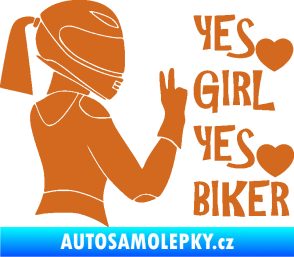 Samolepka Yes girl, yes biker motorkářka oříšková