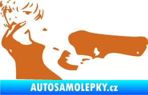 Samolepka Žena s pistolí pravá oříšková