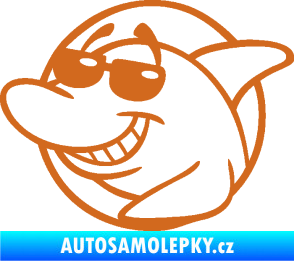 Samolepka Žralok 018 levá cool s brýlemi oříšková