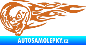 Samolepka Zubatka levá lebka v plamenech oříšková