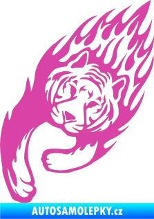 Samolepka Animal flames 015 levá tygr růžová