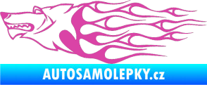 Samolepka Animal flames 017 levá vlk růžová