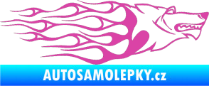 Samolepka Animal flames 017 pravá vlk růžová